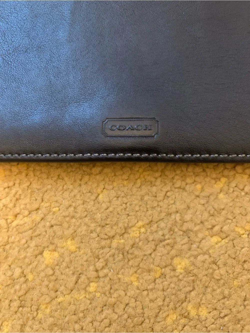 Coach black leather checkbook cover